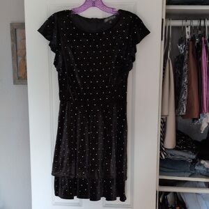 Crystal Doll Black Mini Dress with Silver Studs